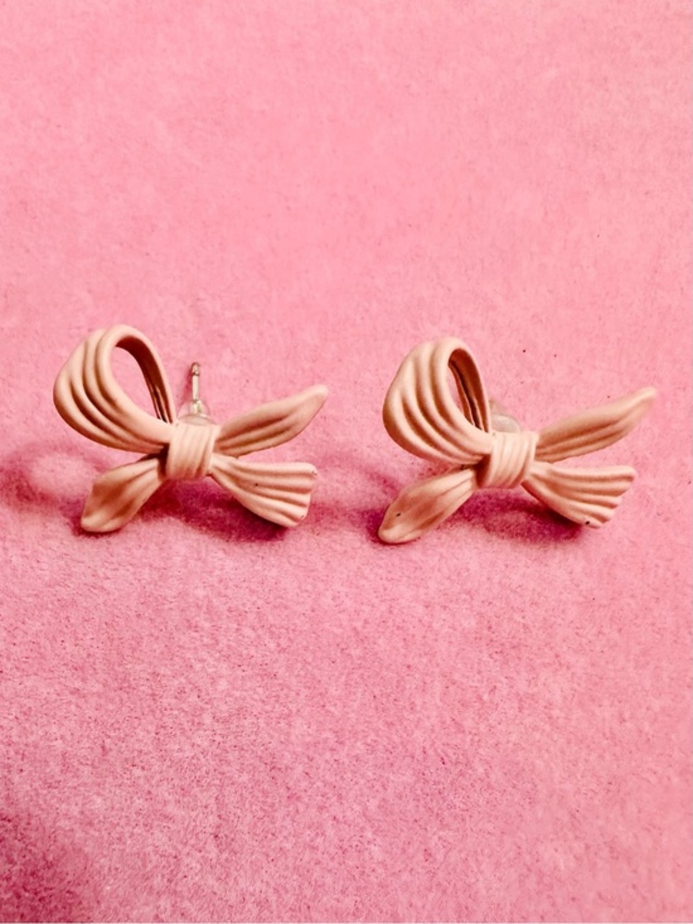 Blush Pink Bow Stud Earrings
